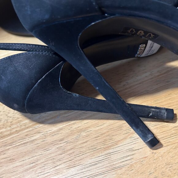 Womens Schutz Irma Black Suede Pointy Ankle Strap Stiletto Heel Pumps 8 - Picture 14 of 16